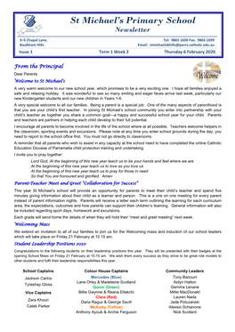 2020 Newsletter Issue 1 Term 1 Week 2