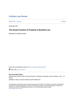 The Social Function of Property in Brazilian Law