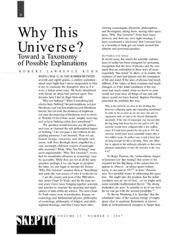 Why This Universe? Toward a Taxonomy of Possible Explanations