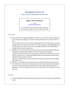 Revelation 13:11-18 - Who Is Afraid of the Number 666? Be Wise!