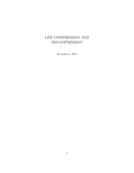 Lzw Compression and Decompression