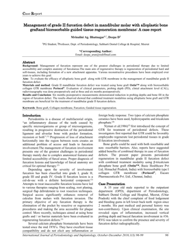 Management of Grade II Furcation Defect in Mandibular Molar with Alloplastic Bone Graftand Bioresorbable Guided Tissue Regeneration Membrane: a Case Report