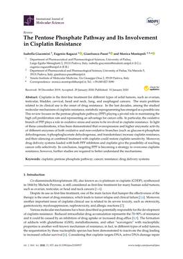 The Pentose Phosphate Pathway and Its Involvement in Cisplatin Resistance