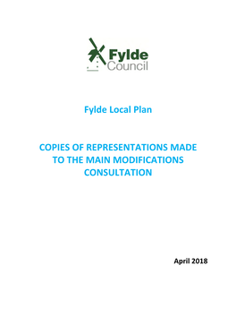 Fylde Local Plan COPIES of REPRESENTATIONS MADE TO