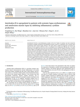 Interleukin-25 Is Upregulated in Patients with Systemic Lupus