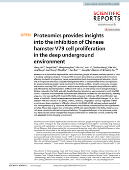 Proteomics Provides Insights Into the Inhibition of Chinese Hamster V79