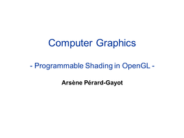 Programmable Shading in Opengl