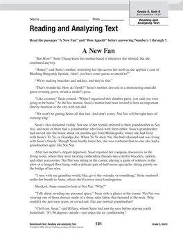 Reading and Analyzing Text Reading and Analyzing Text