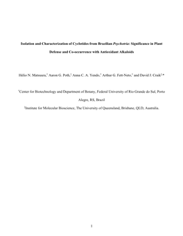 1 Isolation and Characterization of Cyclotides from Brazilian Psychotria