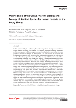 Marine Snails of the Genus Phorcus: Biology and Ecology of Sentinel Species for Human Impacts on the Rocky Shores