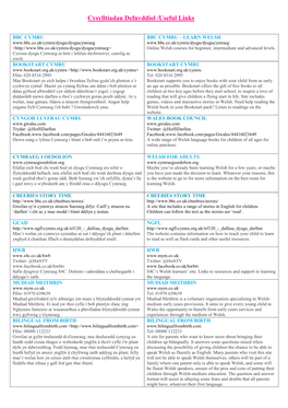 Cysylltiadau Gwefannau Defnyddiol I Hybu Darllen a Llythrennedd Useful