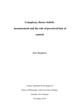 Conspiracy Theory Beliefs: Measurement and the Role of Perceived Lack Of