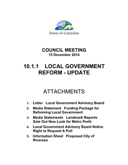 10.1.1 Local Government Reform - Update