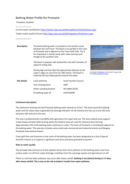 Bathing Water Profile for Prestwick