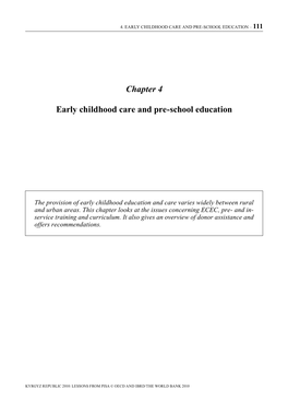 Chapter 4 Early Childhood Care and Pre-School Education