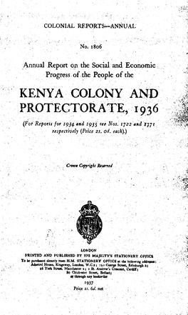 Annual Report of the Colonies, Kenya, 1936