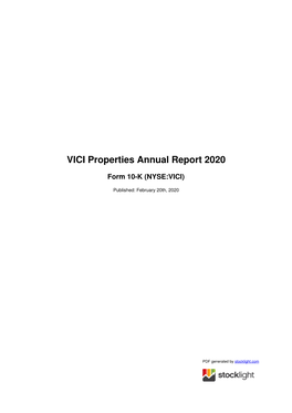 VICI Properties Annual Report 2020