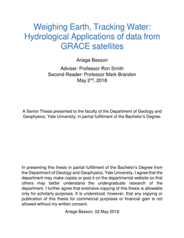 Hydrological Applications of Data from GRACE Satellites