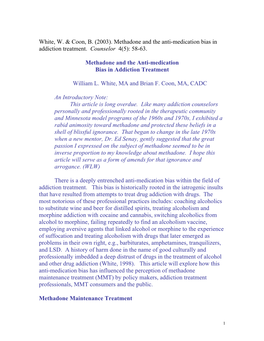 Methadone and the Anti-Medication Bias in Addiction Treatment