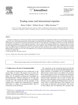 Trading Zones and Interactional Expertise