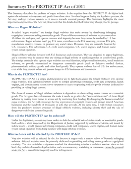 Protect IP Act Summary