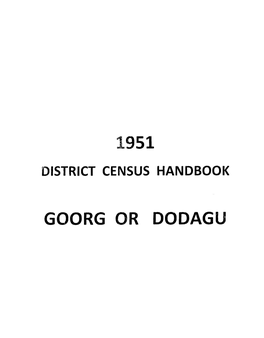 District Census Handbook, Goorg Or Dodagu