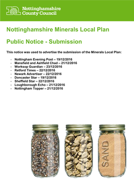 Nottinghamshire Minerals Local Plan Public Notice