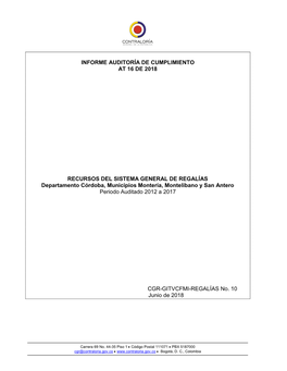 Informe Auditoría De Cumplimiento at 16 De 2018