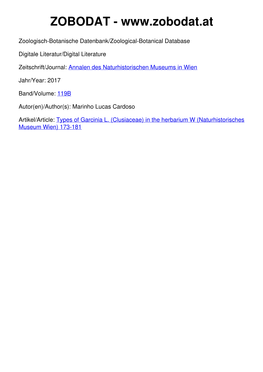 Types of Garcinia L. (Clusiaceae) in the Herbarium W (Naturhistorisches Museum Wien) 173-181 ©Naturhistorisches Museum Wien, Download Unter