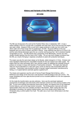 History and Variants of the 996 Carrera MY1998