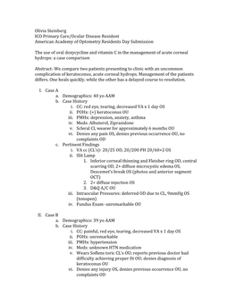 Olivia Steinberg ICO Primary Care/Ocular Disease Resident American Academy of Optometry Residents Day Submission