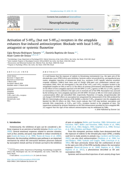 Activation of 5-HT2C (But Not 5-HT1A) Receptors in the Amygdala Enhances Fear-Induced Antinociception: Blockade with Local 5-HT2C Antagonist Or Systemic ﬂuoxetine