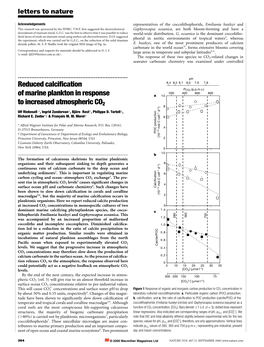 Reduced Calcification of Marine Plankton in Response to Increased