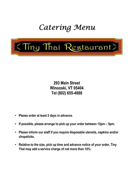 Catering Menu