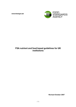 FSA Nutrient and Food Based Guidelines for UK Institutions