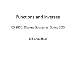 Functions and Inverses