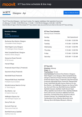 X77 Bus Time Schedule & Line Route