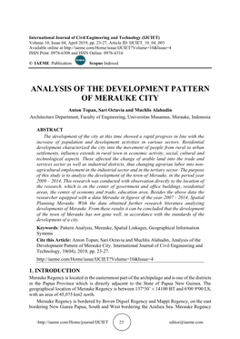 Analysis of the Development Pattern of Merauke City