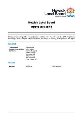 Minutes of Howick Local Board