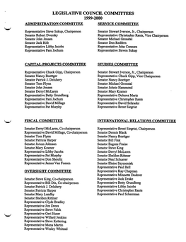 Legislative Council Committees 1999-2000 Administration Committee Service Committee