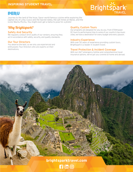 Brightsparktravel.Com SAMPLE ITINERARY ®