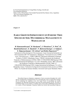 Early Growth Improvement on Endemic Tree Species by Soil Mycorrhizal Management in Madagascar