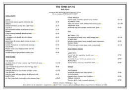 The Three Daws Bar Menu