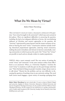 What Do We Mean by Virtue?