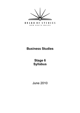 Business Studies Stage 6 Syllabus