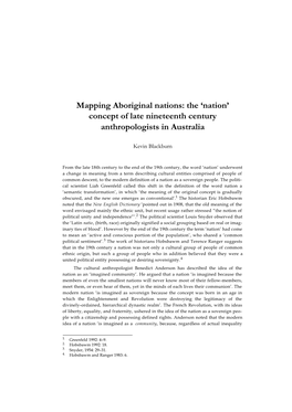 Mapping Aboriginal Nations: the ‘Nation’ Concept of Late Nineteenth Century Anthropologists in Australia