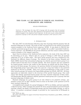 Arxiv:1509.08090V1 [Math.GR]