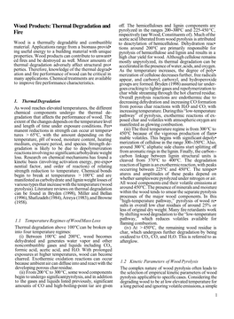 Wood Products: Thermal Degradation and Fire