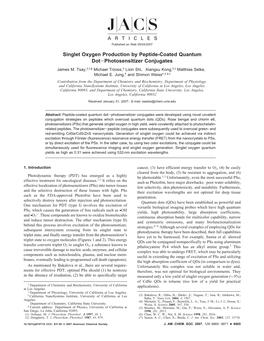 Singlet Oxygen Production by Peptide-Coated Quantum Dot-Photosensitizer Conjugates James M