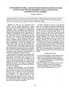 COMPARISON of PRE- and POST- MPOUNDMENT GROUND-WATER LEVELS NEAR the WOODRUFF LOCK and DAM SITE, JACKSON COUNTY, FLORIDA Phillip N